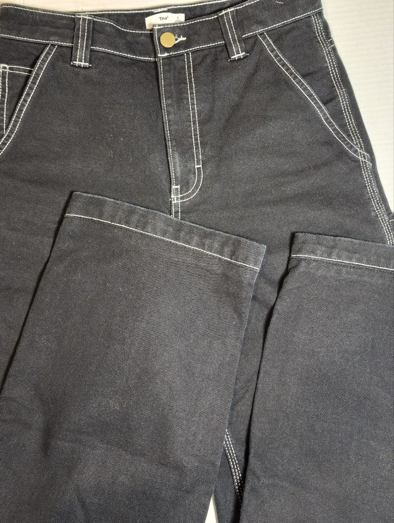 Aritzia Black Wide Leg Jeans With Contrast White Stitching